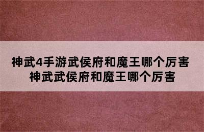 神武4手游武侯府和魔王哪个厉害 神武武侯府和魔王哪个厉害